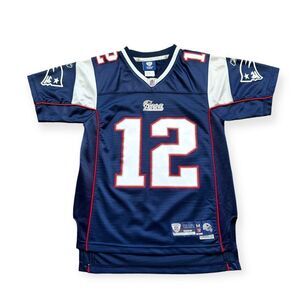 🔃New England Patriots #12 Tom Brady Blue NFL Short Sleeve Jersey